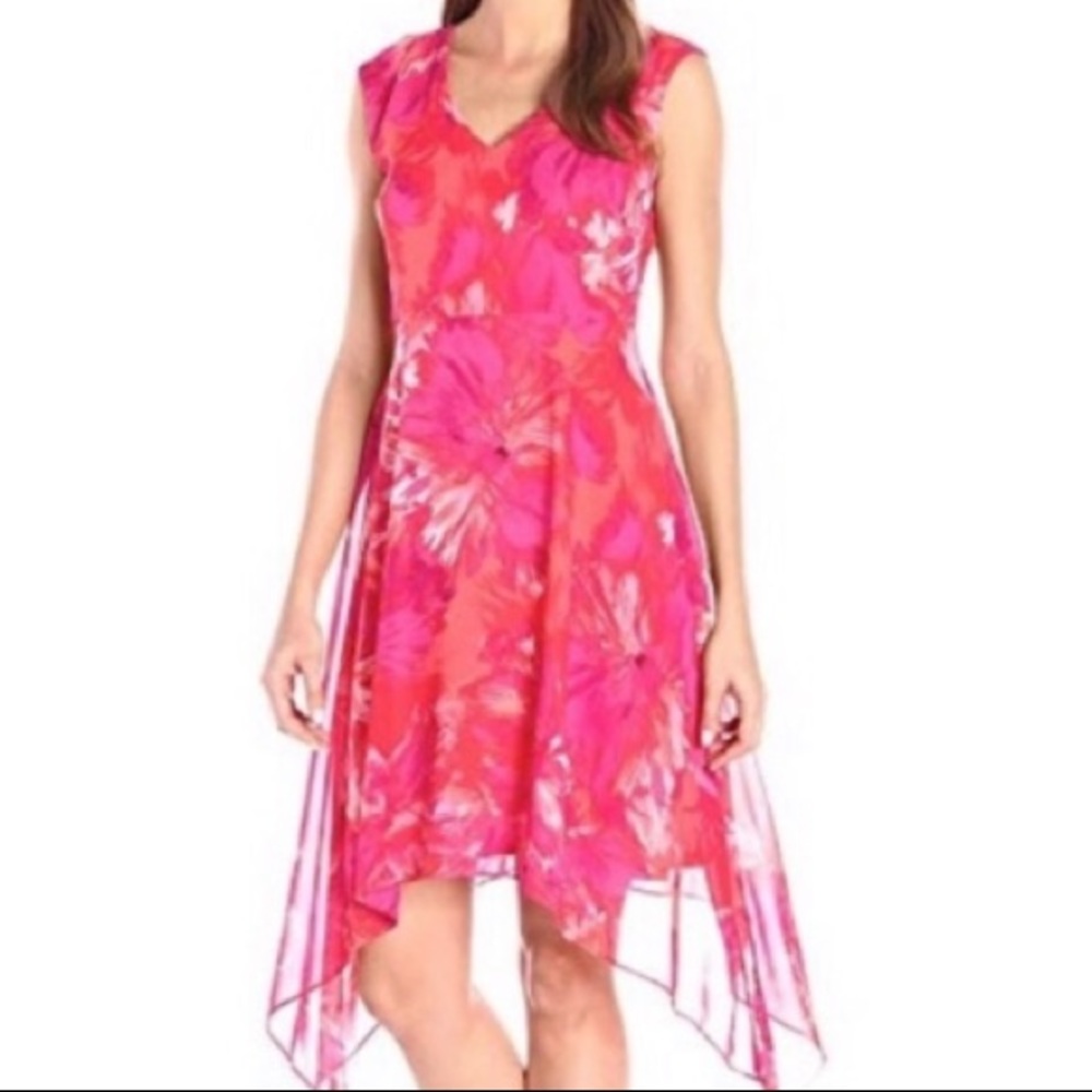 🌺SANDRA DARREN🌺FLORAL CHIFFON SHARKBITE DRESS🌺